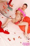 pregnant MILF slut play with big red dildo 10